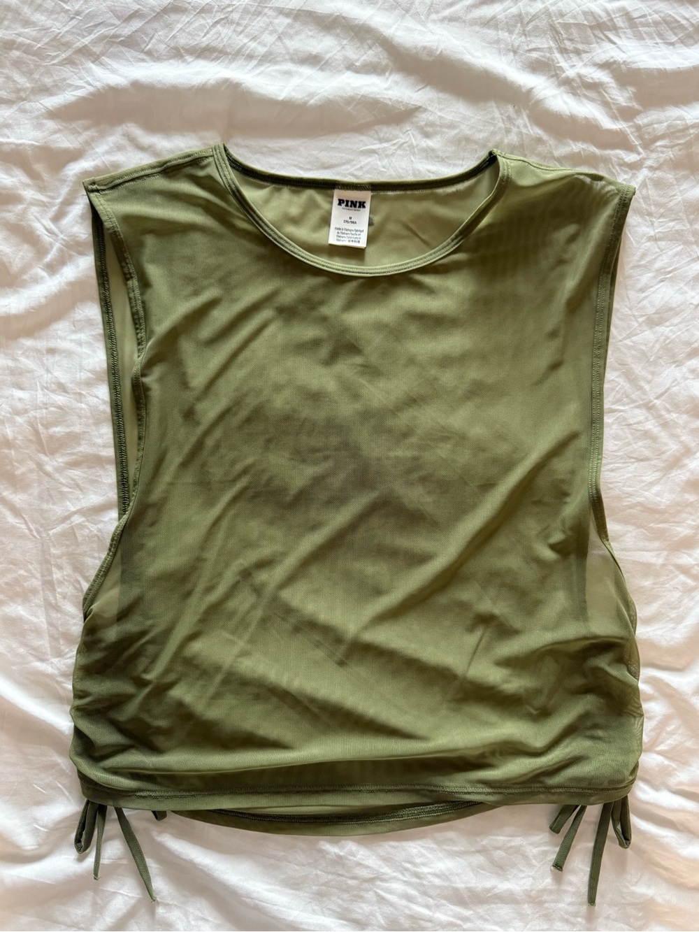 Victoria's Secret PINK Olive Green Drawstring Muscle Tank